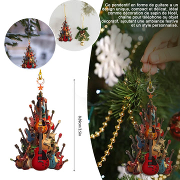 Ornement de guitare 8,89cm ornements décoratifs décoration noël plastique ornements personnalisés cadeaux de vacances accessoires